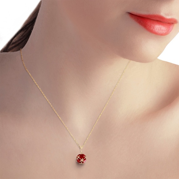 14K. SOLID GOLD NECKLACE WITH NATURAL RUBIES - Picture 3 of 7